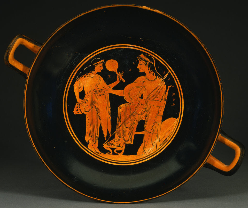 Detail of Interior View of An Attic Red-Figured Kylix with Athena Preparing the Judgement of Paris Attributed to Colmar Painter by Anonymous