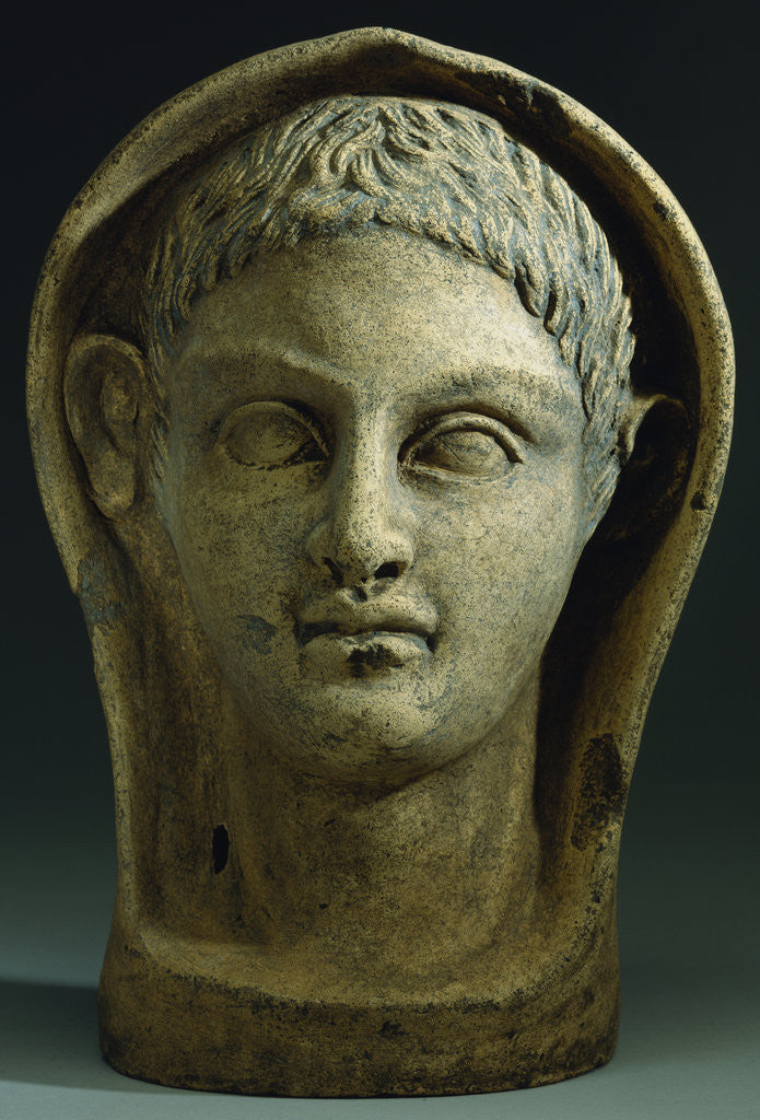 Detail of An Etruscan Terracotta Votive Male Head, Circa 4th-3rd Century B.C. by Anonymous