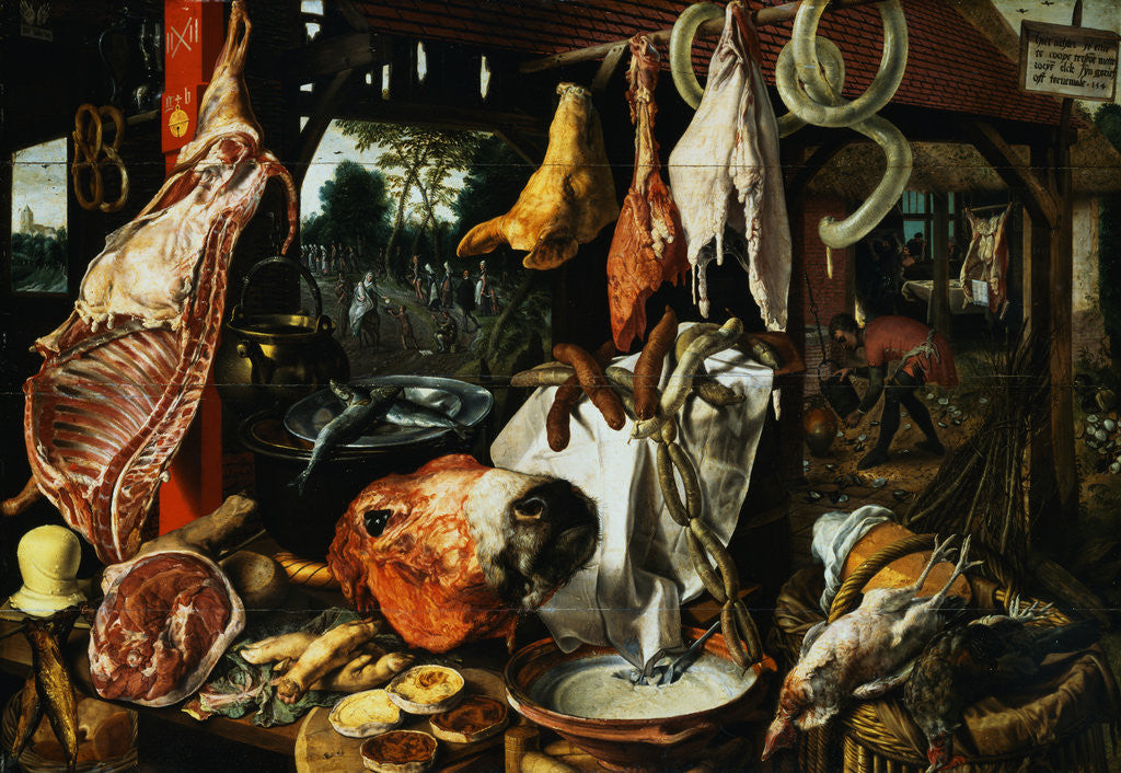 Detail of A Butchers Stall with the Holy Family Giving Alms on the Flight into Egypt by Peter Aertsen