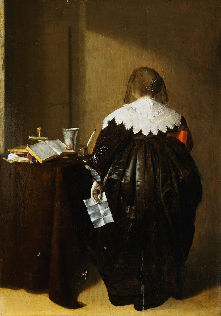 Detail of Painting of a Woman Seen From Behind and Holding a Letter by Pieter Codde