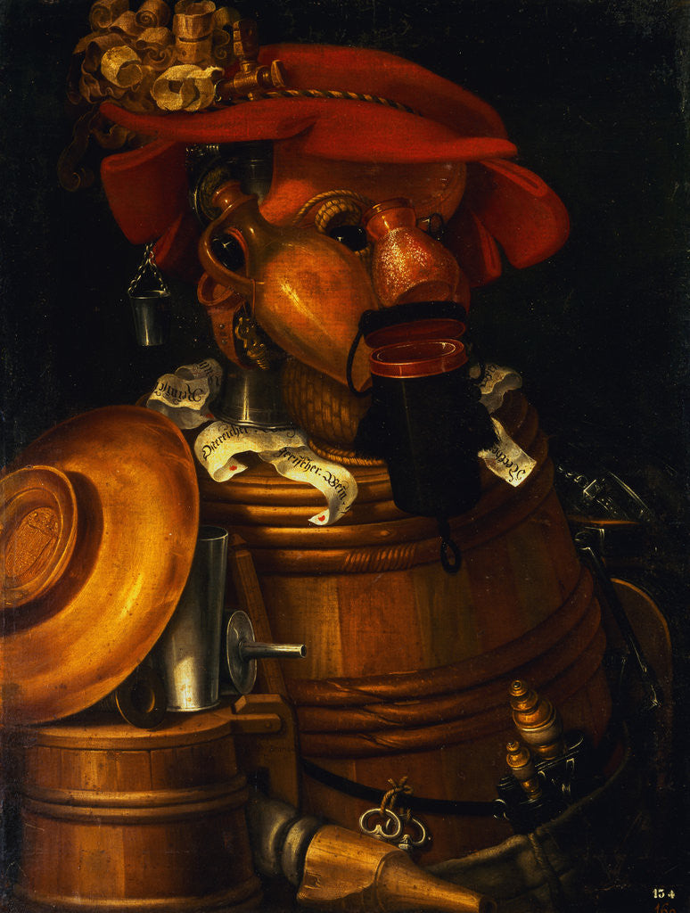 Detail of The Waiter: An Anthropomorphic Assembly of Objects Related To Winemaking by Giuseppe Arcimboldo