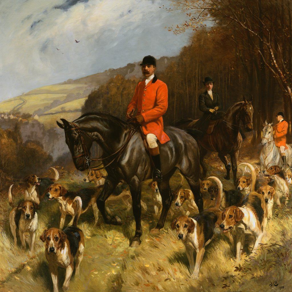 Detail of Painting of Mr. and Mrs. Lewis Priestman With the Braes of Derwent Hunt by John Charlton