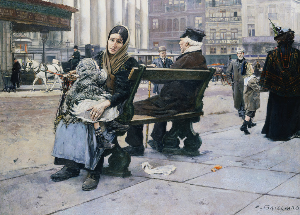 Detail of The Boulevard, Brussels by Franz Gailliard