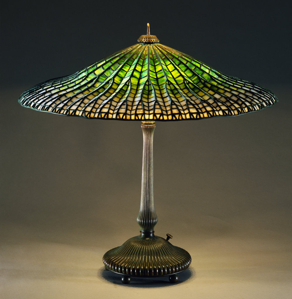 Detail of Lotus Leaded Glass and Bronze Table Lamp by Tiffany Studios by Anonymous