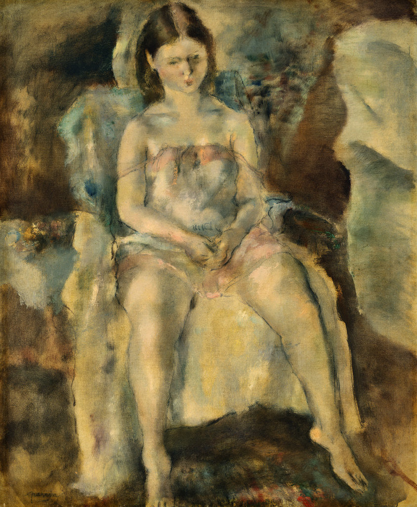 Detail of Seated Girl by Jules Pascin