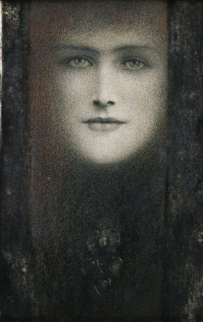 Detail of The Mask of the Black Curtain by Fernand Khnopff