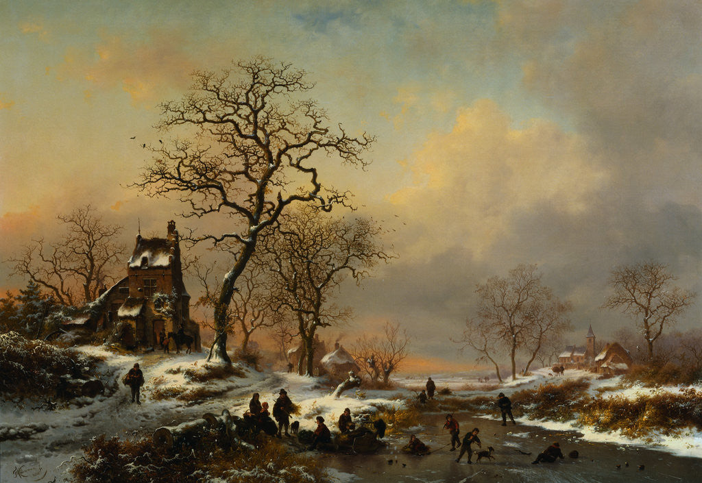 Detail of Painting of a Winter Landscape by Corbis