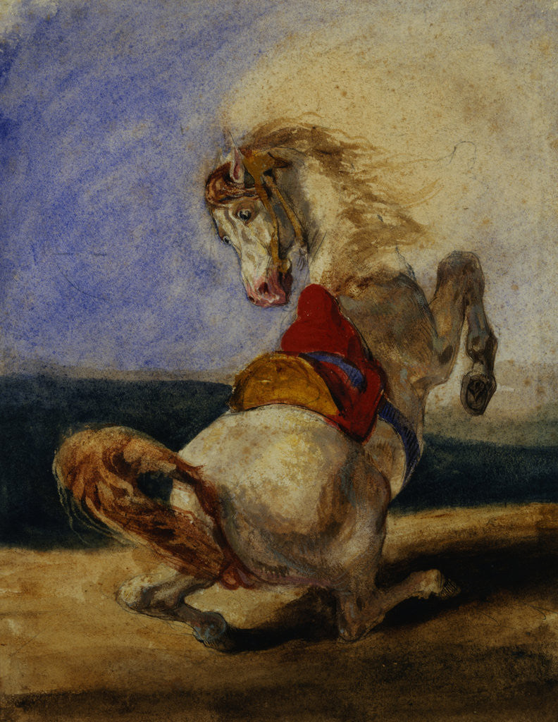 Detail of Rearing Horse by Eugene Delacroix