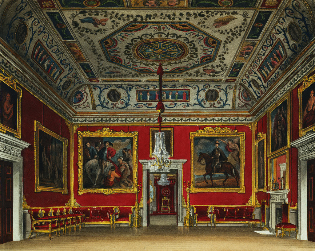 Detail of Print of a Room in a Royal Residence from The History of the Royal Residences by William Henry Pyne