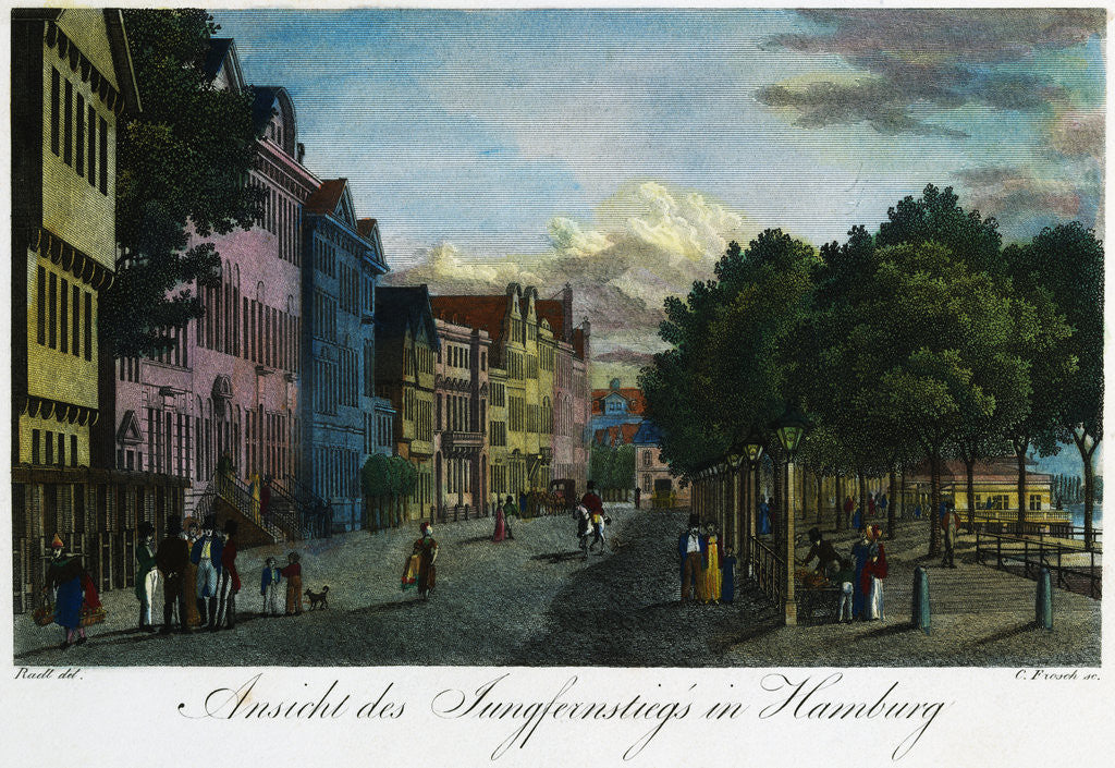 Detail of View of Jungfernstieg in Hamburg by Anonymous