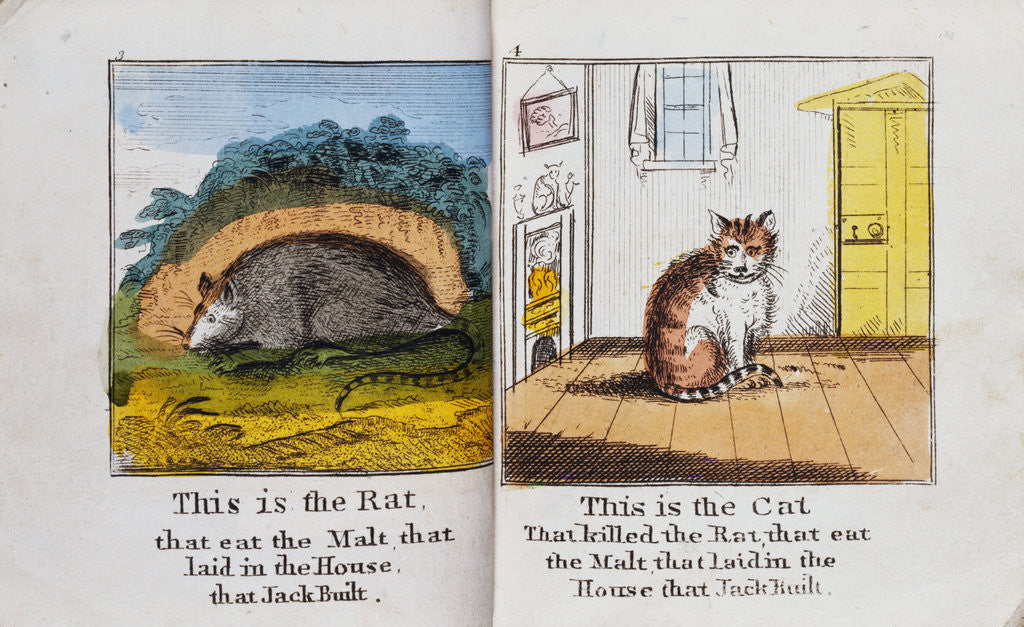 Detail of Pages with a Rat and Cat from The House That Jack Built by G. Martin