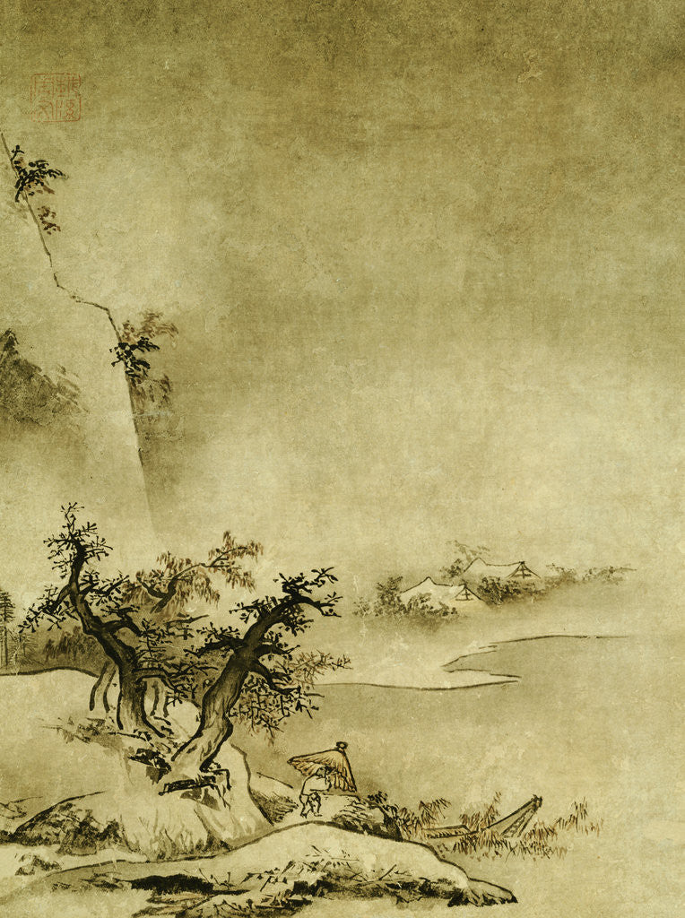 Detail of Landscape in Rain Attributed to Gakuo by Anonymous