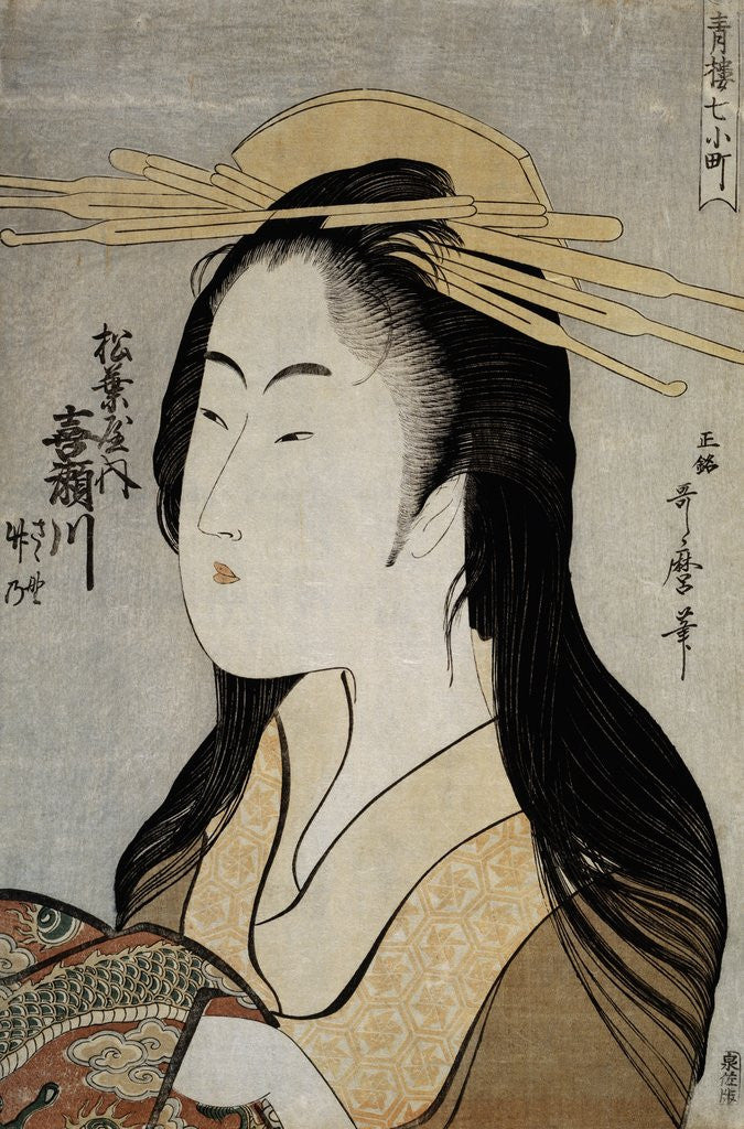 Detail of Portrait of Kisegawa of the Matsubaya by Utamaro
