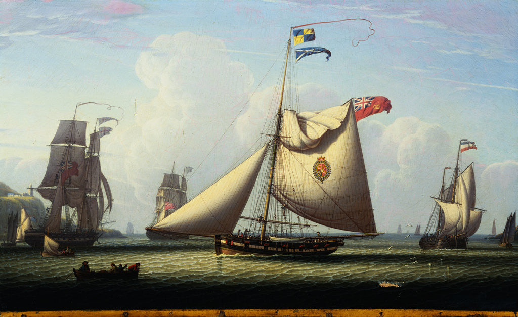 Detail of A Yacht of the Royal Club with King George IV on Board by Robert Salmon
