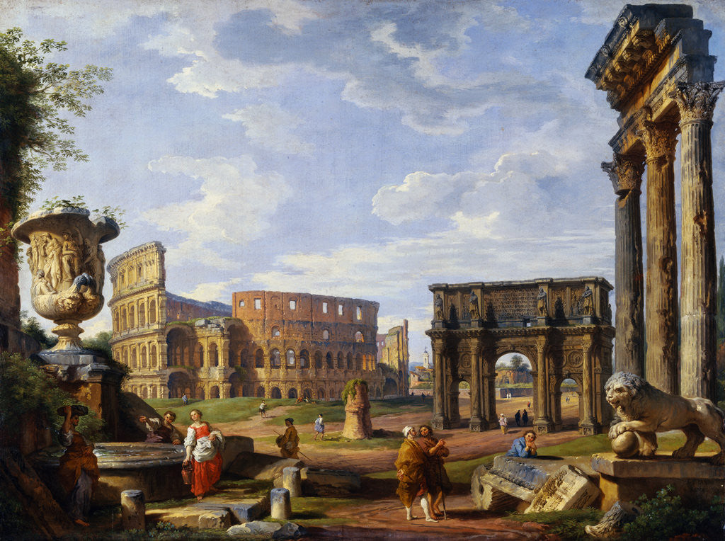 Detail of A Capriccio View of Rome by Giovanni Paolo Panini