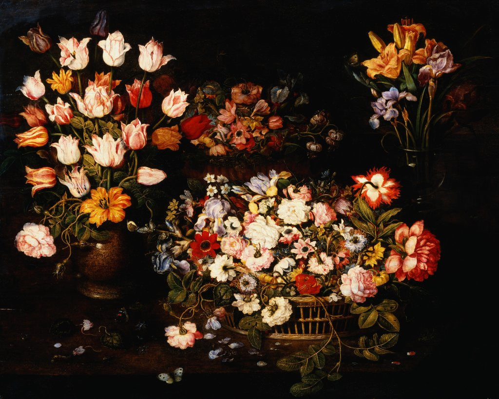 Detail of Four Vases of Varying Flowers by Osias Beert the Elder