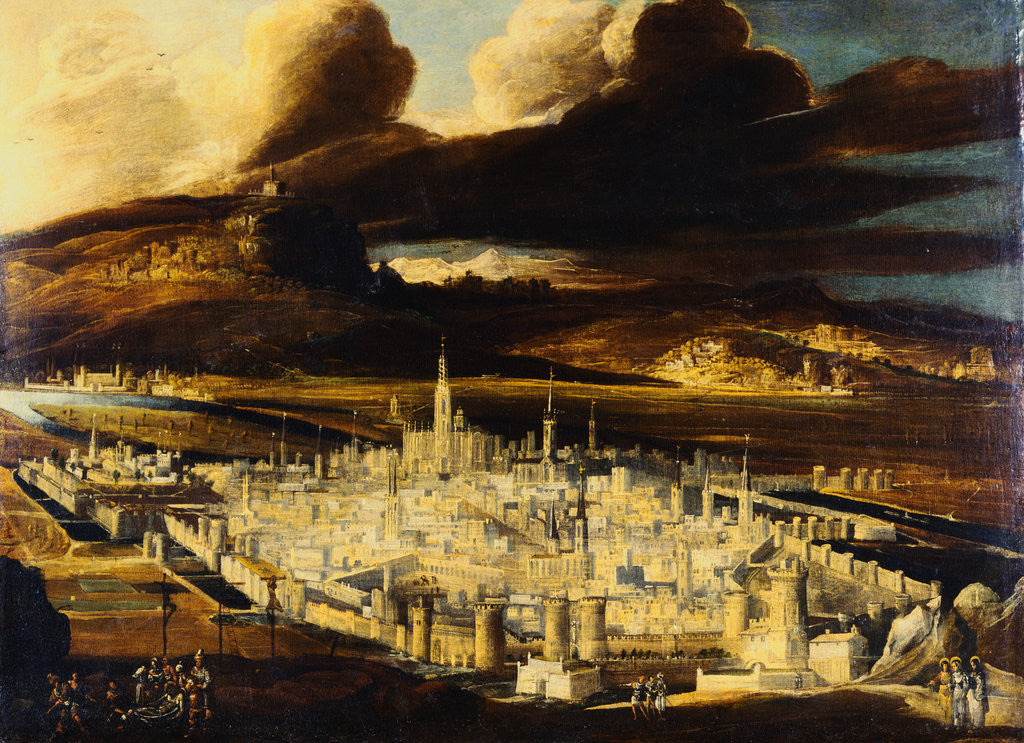 Detail of An Imaginary View of Jerusalem with Christ Carried to the Tomb by Didier Barra