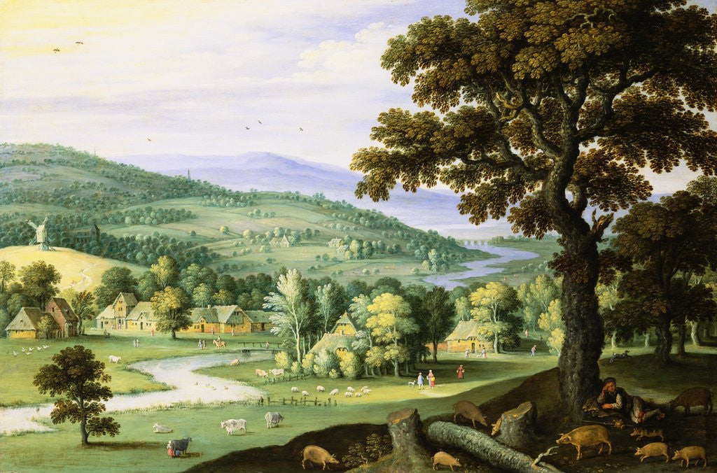 Detail of A River Valley with a Swineherd by Marten Ryckaert