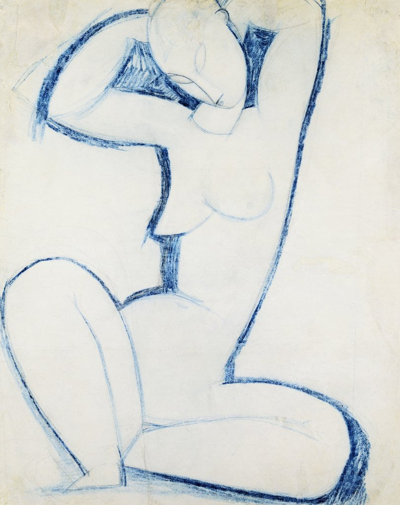 Detail of Blue Caryatid II by Amedeo Modigliani