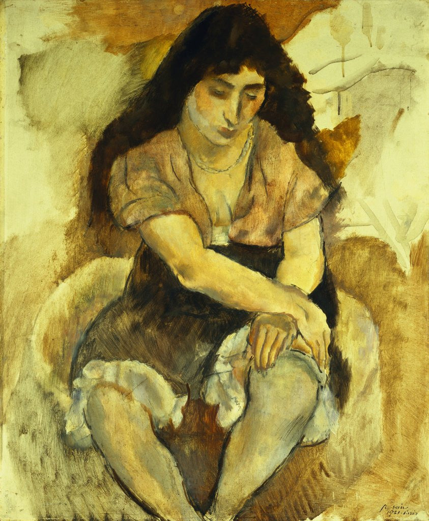 Detail of Seated Girl by Jules Pascin