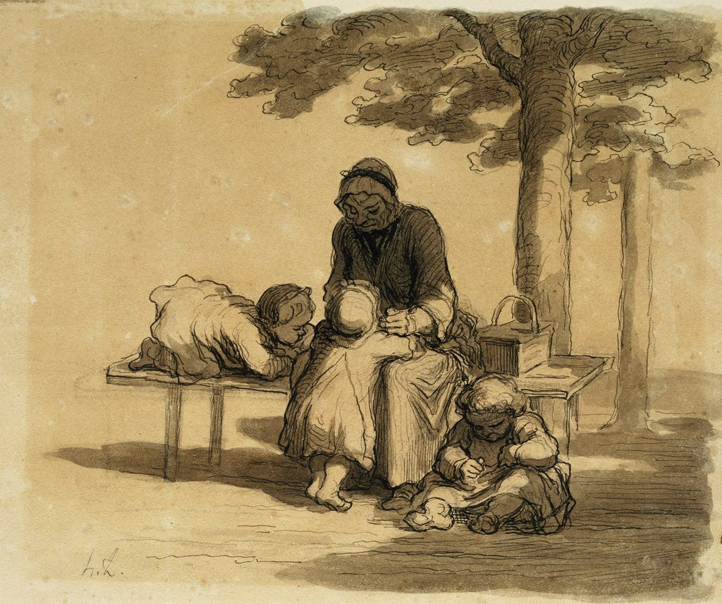 Detail of A Grandmama by Honore Daumier