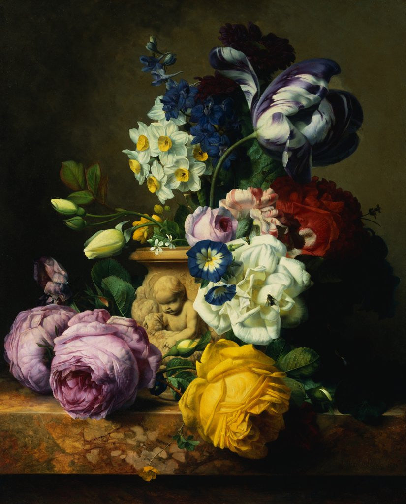 Detail of Still Life with Flowers by Charles-Joseph Node