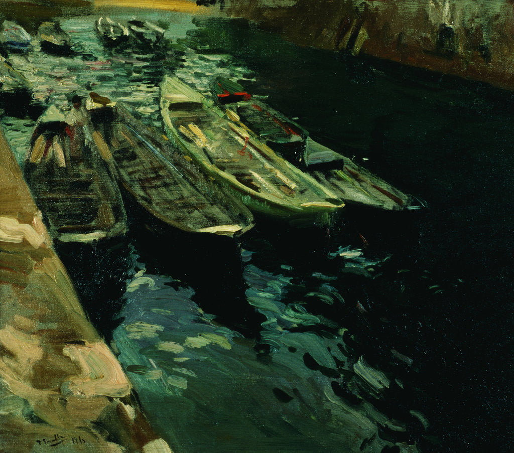 Detail of Small Fishing Boats in Zarauz, Spain by Joaquin Sorolla y Bastida