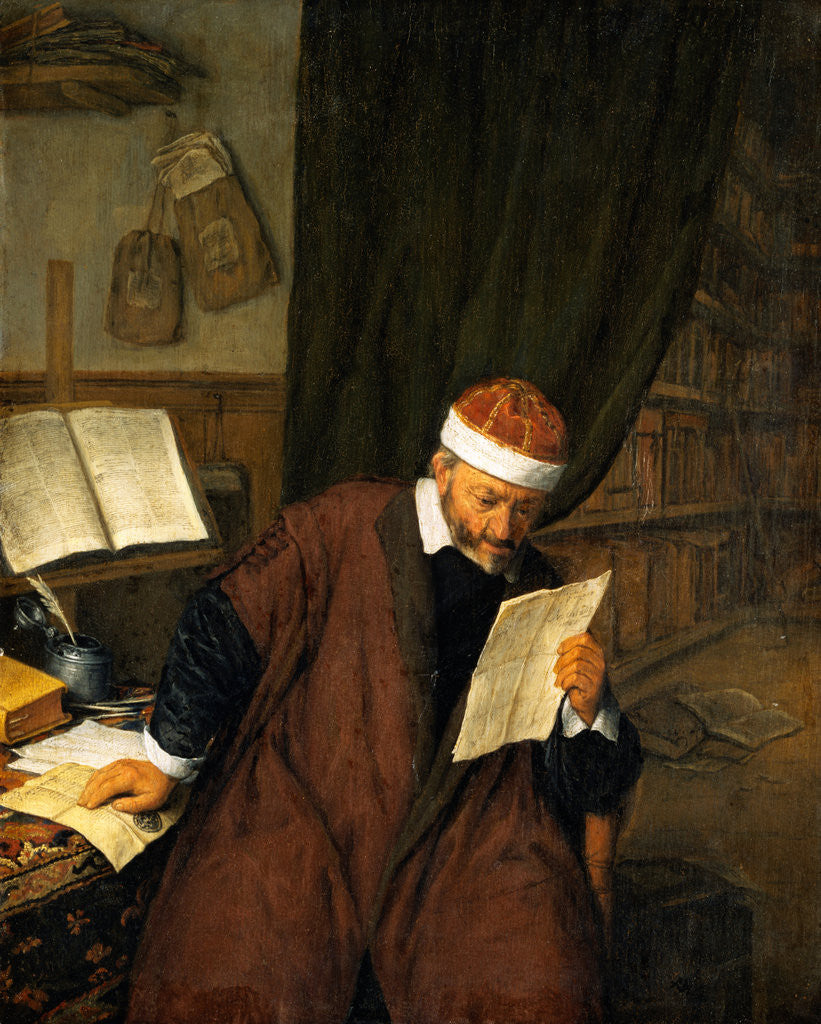 Detail of A Lawyer Seated at a Desk Reading a Letter by Adriaen van Ostade