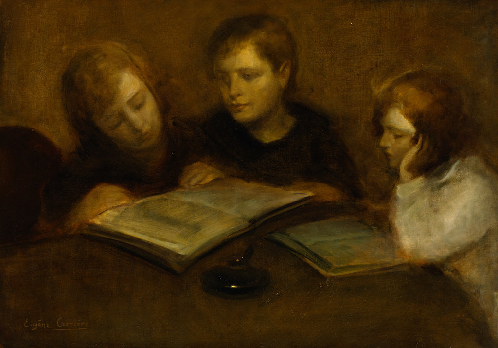 Detail of Girls Reading by Eugene Carriere