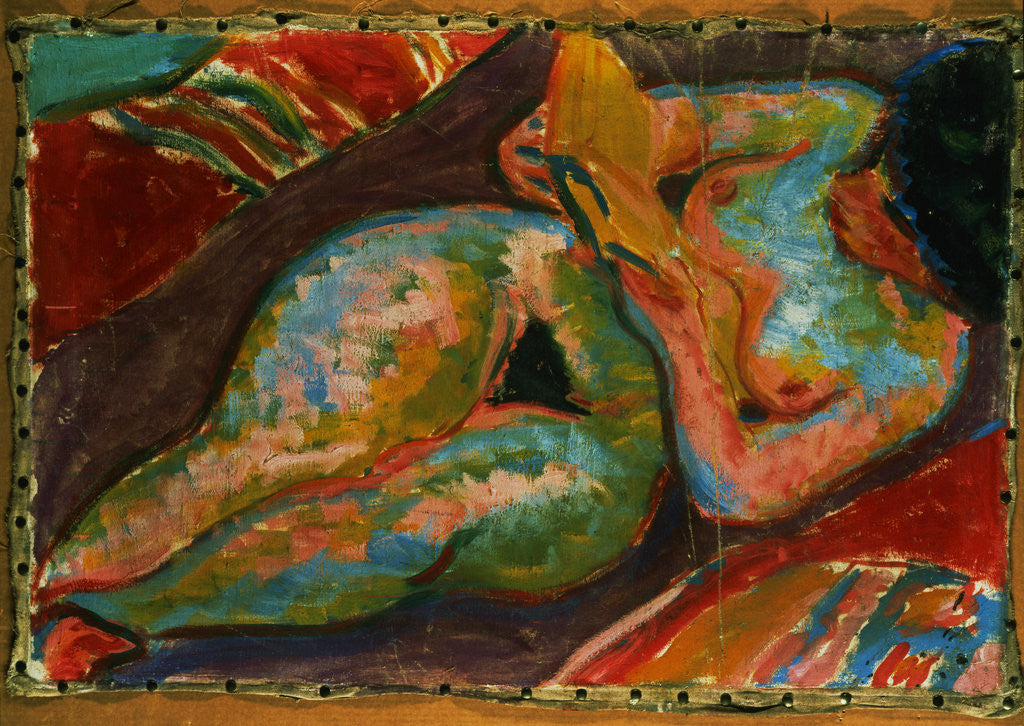 Detail of Reclining Nude (Reading) by Ernst Ludwig Kirchner