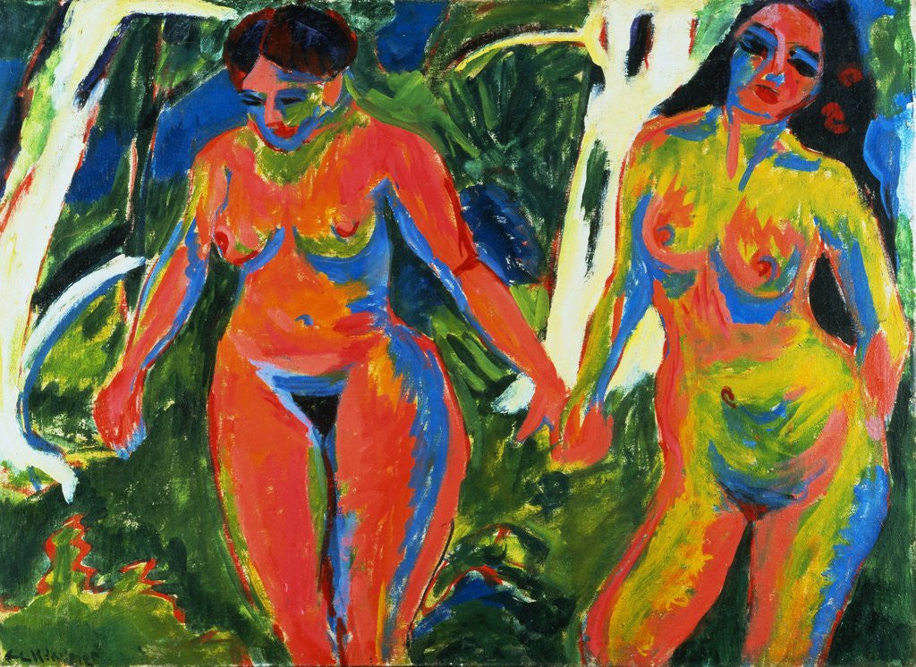 Detail of Two Nude Women in the Forest by Ernst Ludwig Kirchner