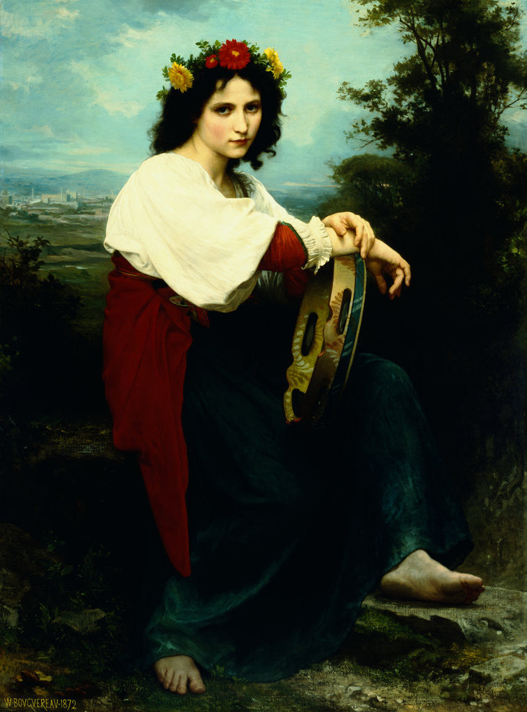 Detail of Italian Girl with a Basque Drum by William Adolphe Bouguereau