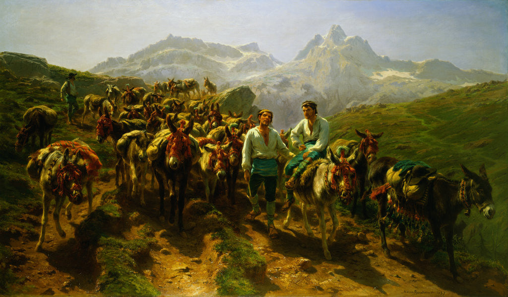 Detail of Spanish Muleteers Crossing the Pyrenees by Rosa Bonheur