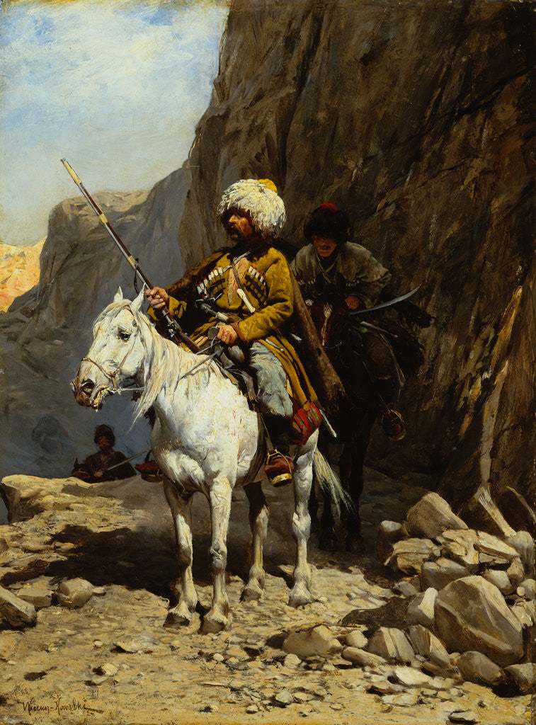 Detail of The Cossack by Alfred von Kowalski-Wierusz