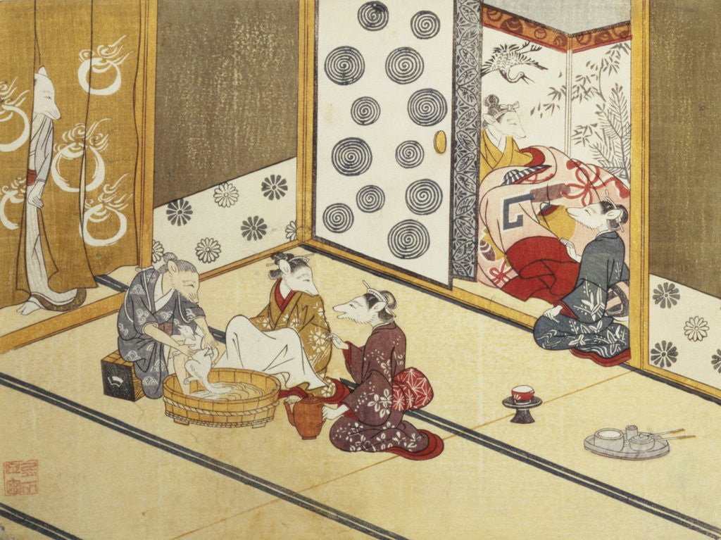 Detail of Print Depicting a Domestic Scene by Minko and His Circle