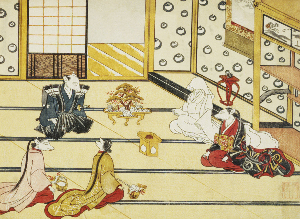 Detail of Print Depicting a Formal Meeting by Minko and His Circle