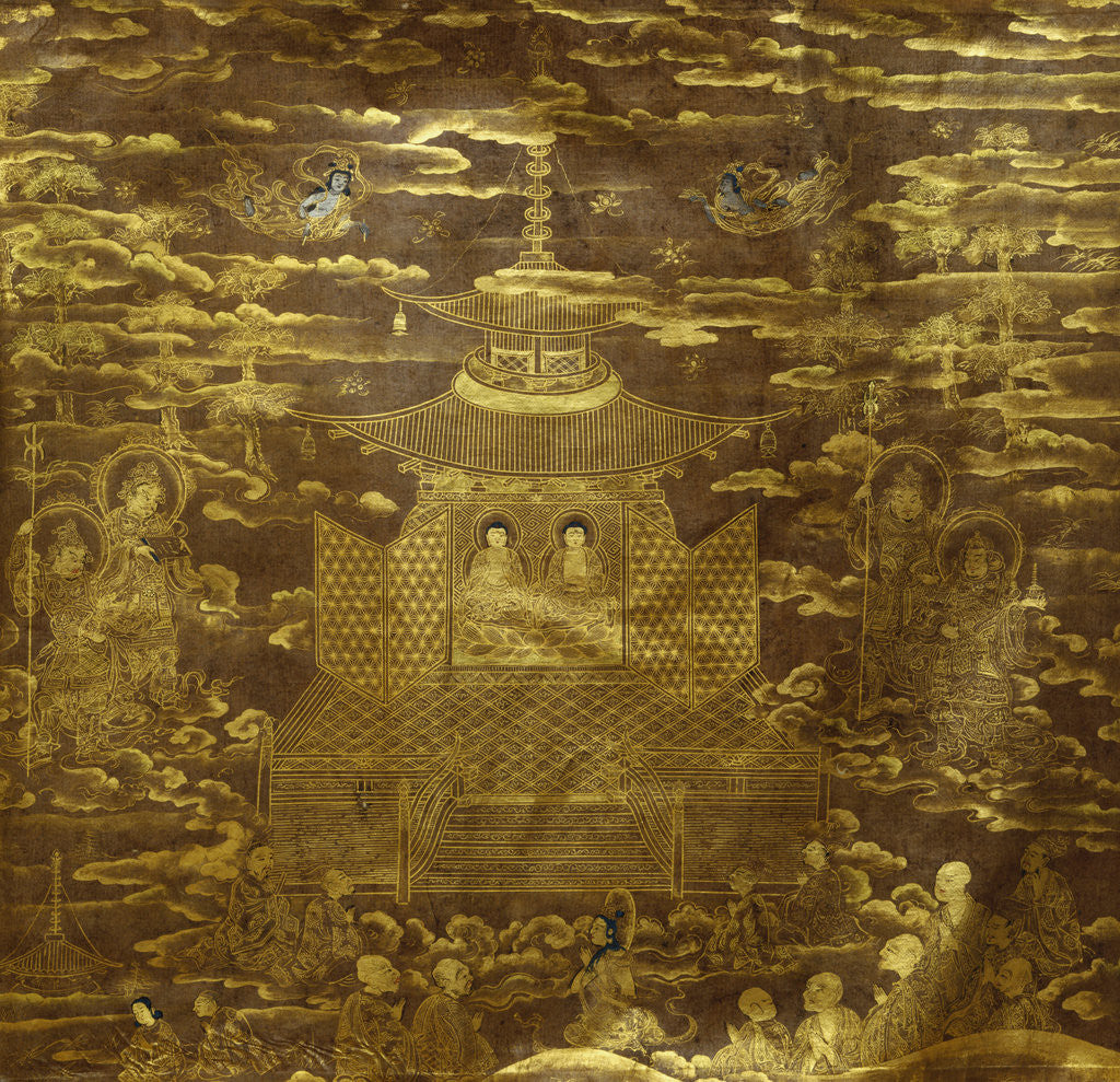 Detail of Detail of a Heian Period Painting Depicting the Lotus Sutra by Anonymous