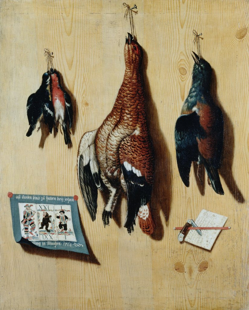 Detail of Trompe l'oeils: A Hen Pheasant, Finches and Jay by Marquard Treu