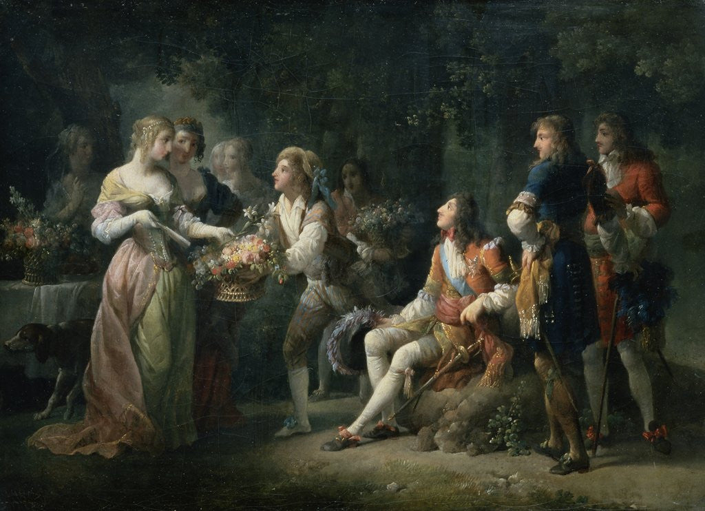 Detail of Louis XIV of France Declaring His Love for Louise de la Valliere by Jean Frederic Schall