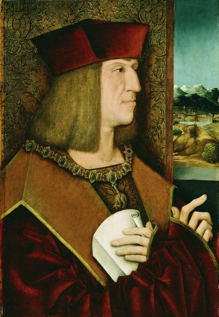 Detail of Portrait of Emperor Maximilian I, Half-Length, Wearing the Collar and Badge of the Golden Fleece by Bernhard Stringle