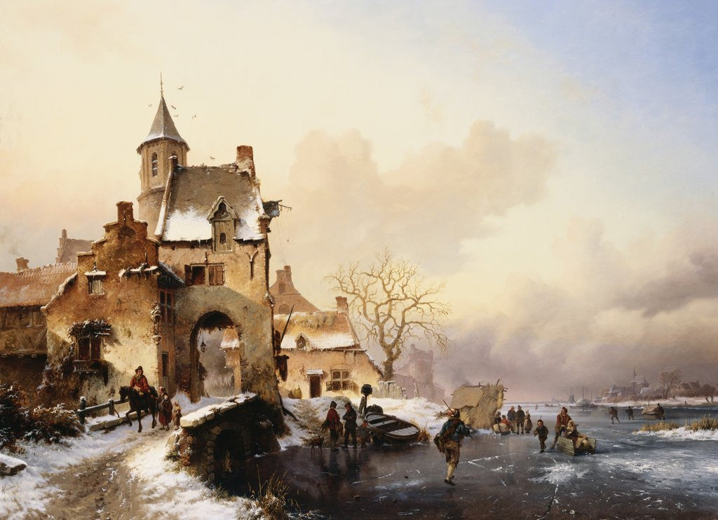 Detail of Figures Crossing a Bridge by Frederick Marianus Kruseman