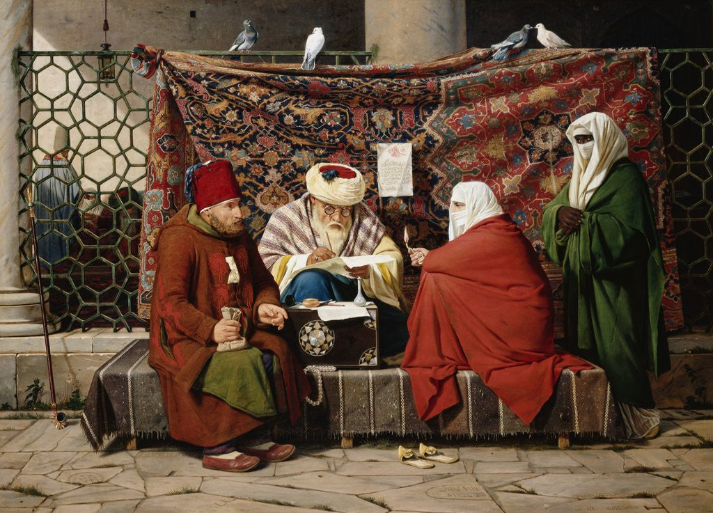 Detail of A Turkish Notary Drawing Up a Marriage Contract by Martinus Rorbye