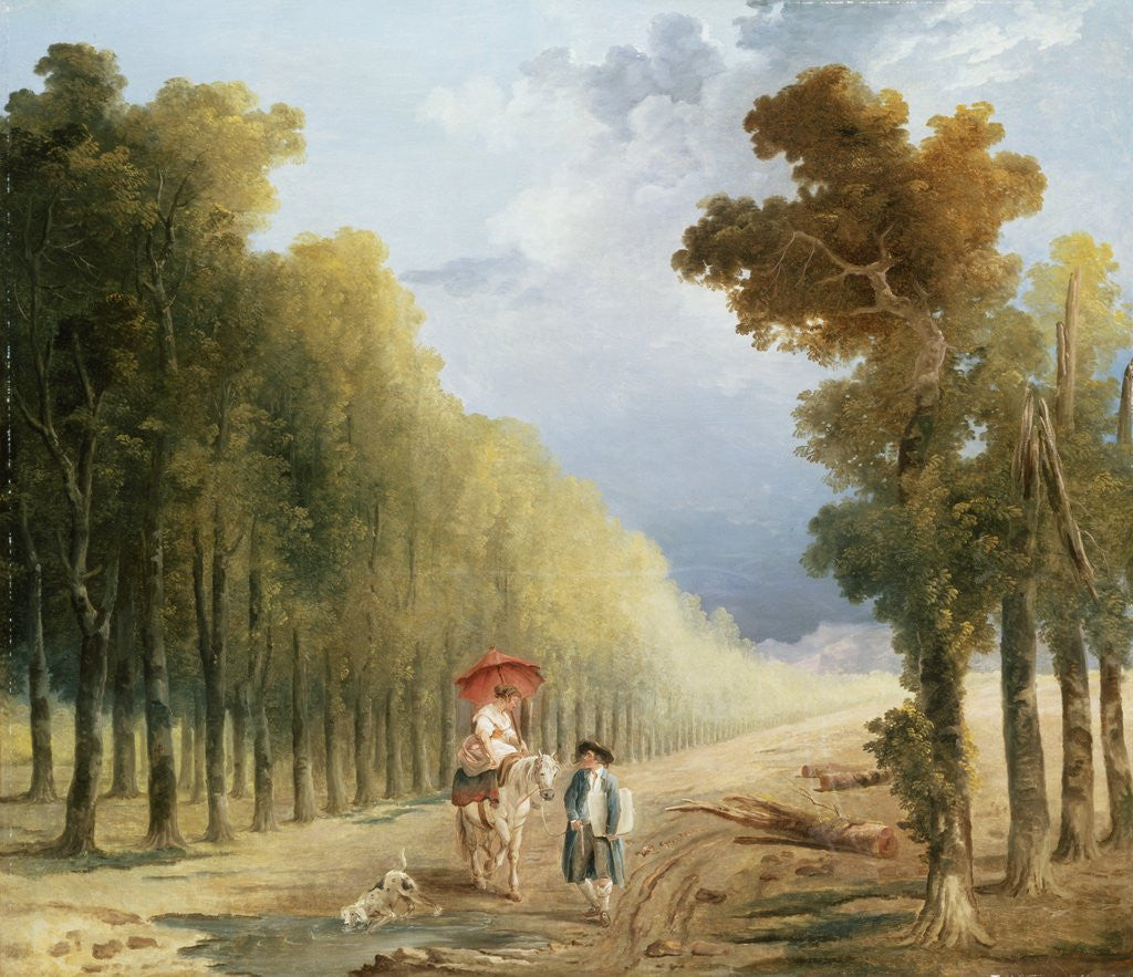Detail of An Artist Leading His Model's Pony on a Wooded Track by Studio of Hubert Robert