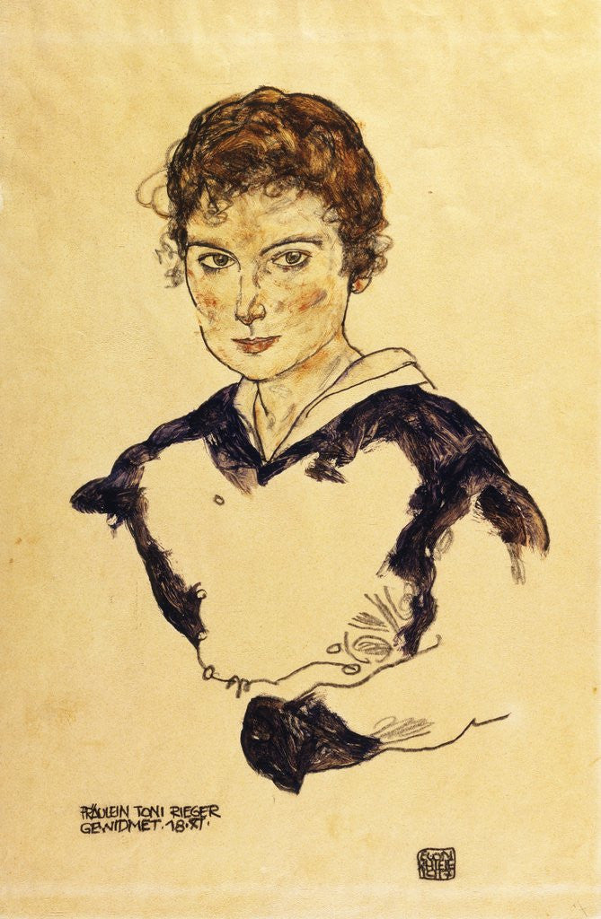 Detail of Portrait of Miss Toni Rieger by Egon Schiele