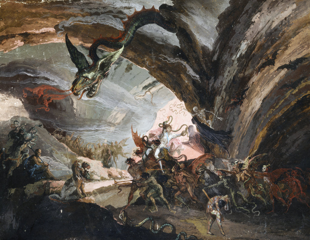 Detail of Pluto and Harlequin in Hell by Giuseppe Bernardino Bison
