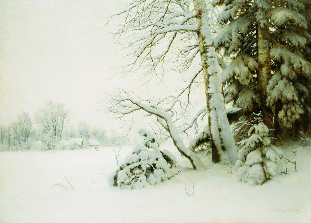 Detail of Winter Morning by Gavriil Pavlovich Kondrachenko