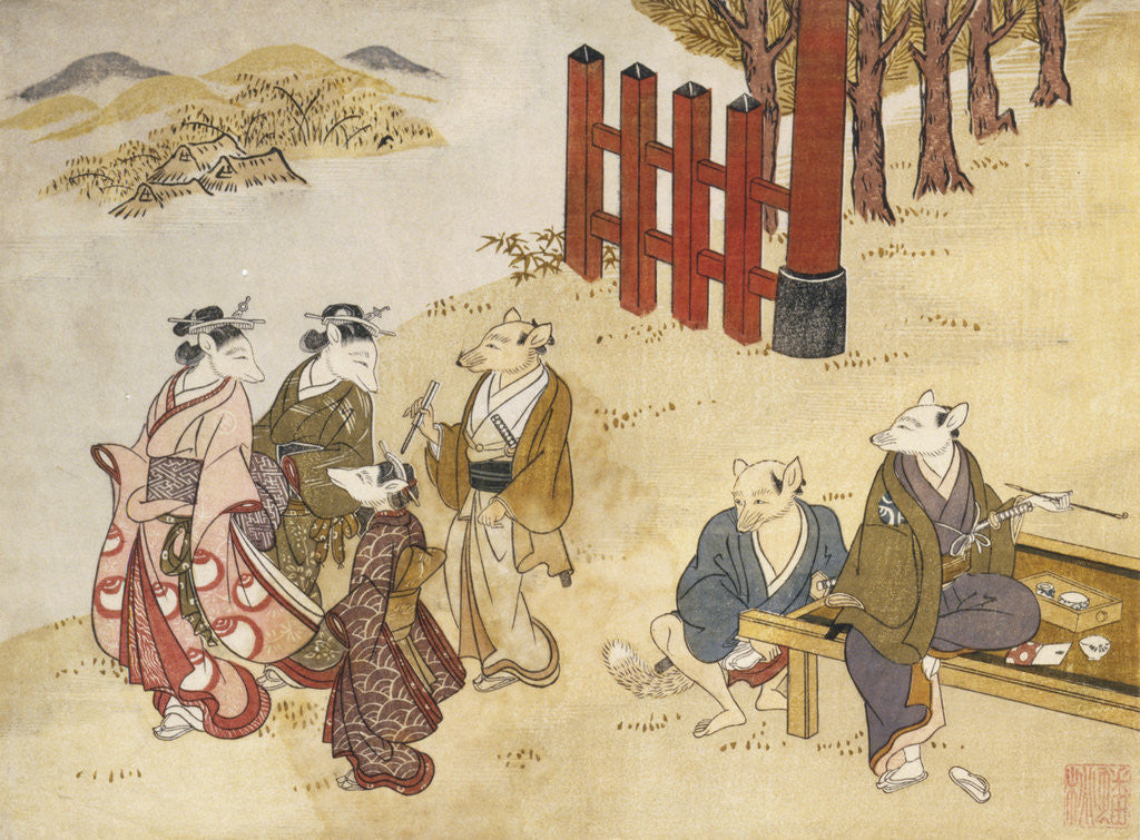 Detail of Kitsune no Yomeiri - The Fox's Wedding Series Print by Tachibana Minko