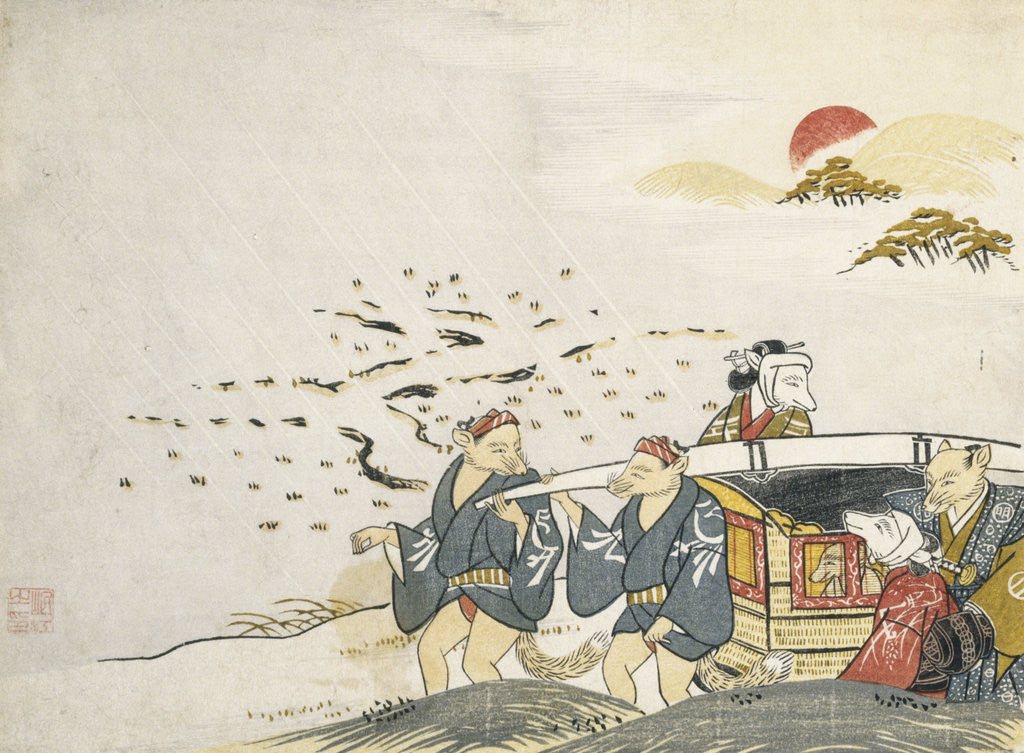 Detail of Kitsune no Yomeiri - The Fox's Wedding Series Print by Tachibana Minko