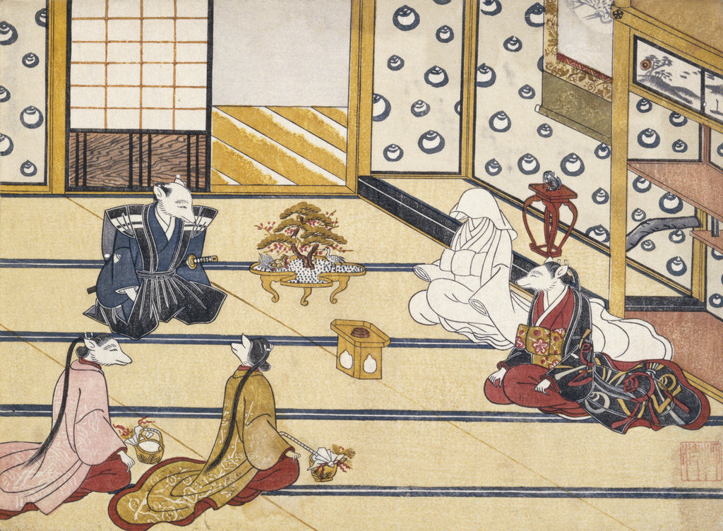 Detail of Kitsune no Yomeiri - The Fox's Wedding Series Print by Tachibana Minko