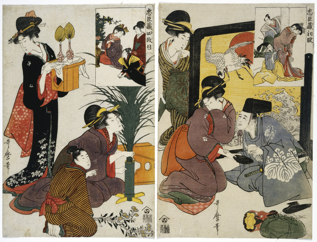 Detail of Two acts from the series the Treasury of the Loyal Retainers (Chushingura) by Utamaro